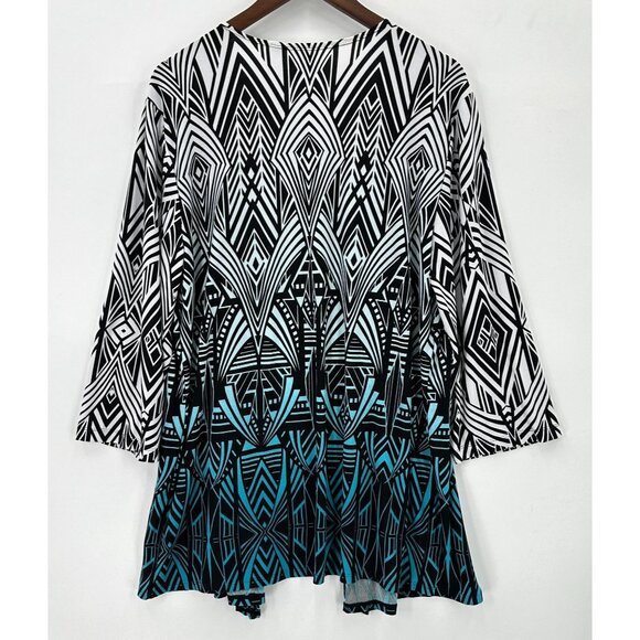 Easywear By Chicos Cardigan Womens Open Travelers Slinky Geometric Multicolor L - Picture 2 of 11